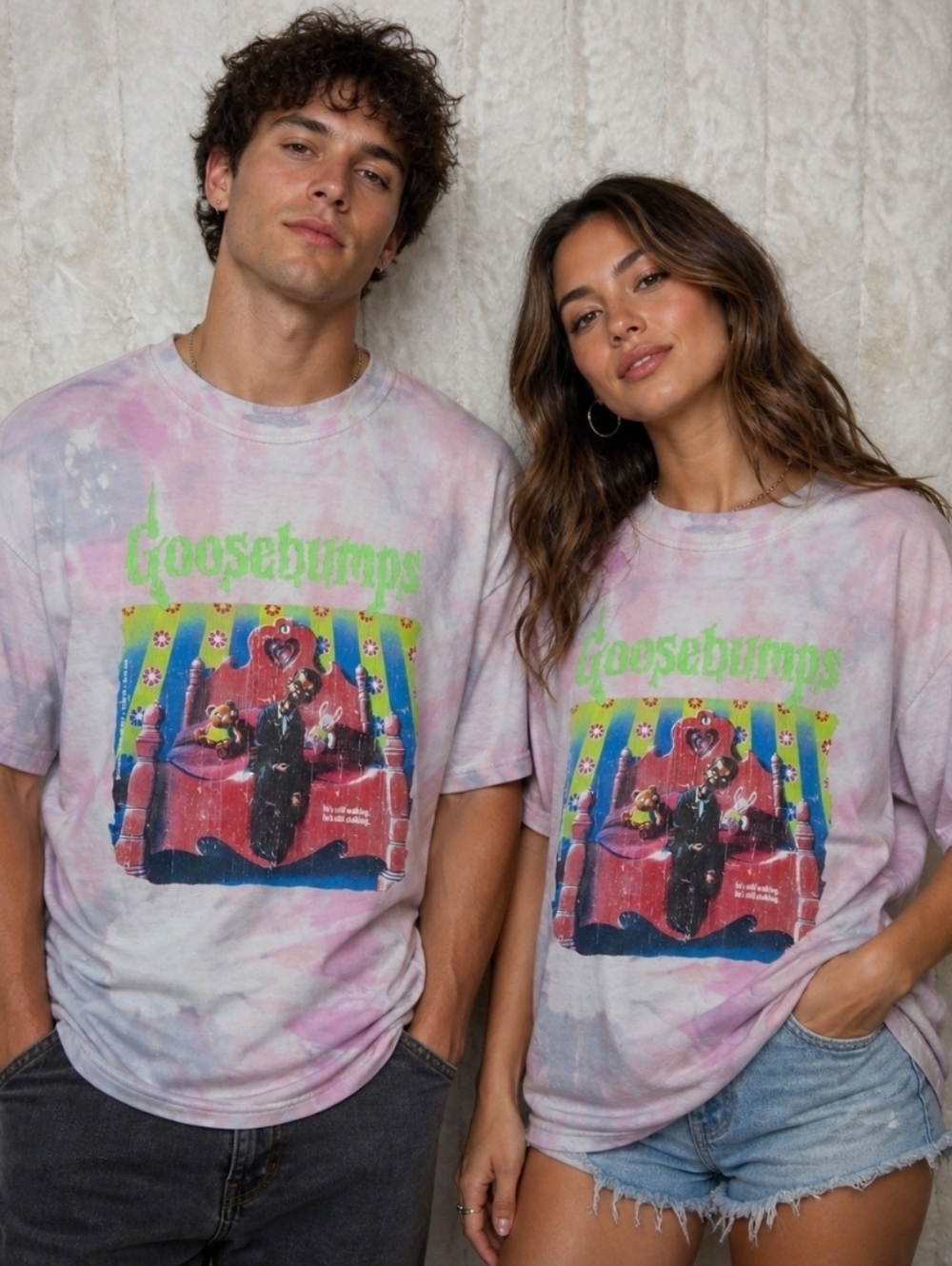 Goosebumps Graphic Tie-Dye Short Sleeve Tee - Pink